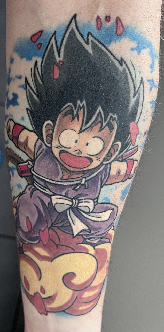 mauckimauk: Classic Kid Son Goku in seinem Lila GI - Unterarm